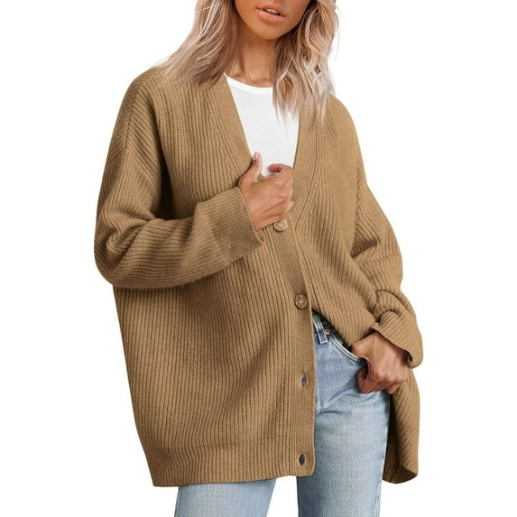 Women's Cardigan 2023 Open Front Oversized Button Lightweight Sweaters V Neck Loose Cardigans Knit Outwear