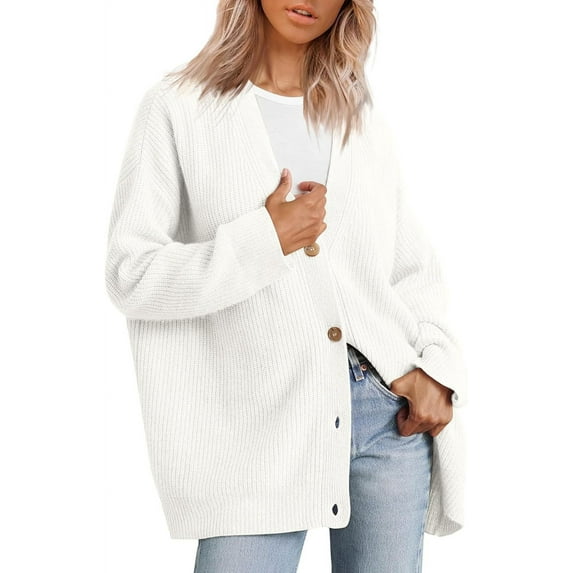 Women's Cardigan 2023 Open Front Oversized Button Lightweight Sweaters V Neck Loose Cardigans Knit Outwear