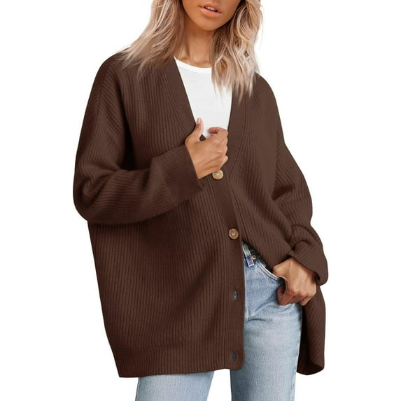 Women's Cardigan 2023 Open Front Oversized Button Lightweight Sweaters V Neck Loose Cardigans Knit Outwear