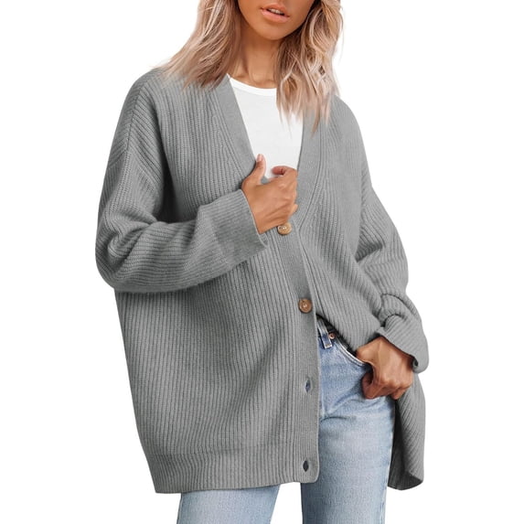 Women's Cardigan 2023 Open Front Oversized Button Lightweight Sweaters V Neck Loose Cardigans Knit Outwear