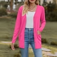 thumbnail image 1 of Women's Cardigan 2025 Fall Fashion Cardigan Lightweight Soft Knit Cardigan For Women Long Sleeve Open Front Coat With Pockets,Pink Women's Cardigan XL, 1 of 6