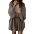 thumbnail image 1 of Women's Cardigan Balloon Sleeve Jacket Spring Autumn Thin Sweater Loose Lazy Style Casual Comfortable Lightweight Soft Knit, 1 of 2