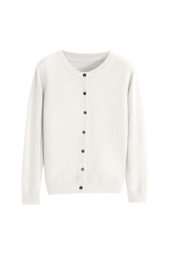 Women's Cardigan Basic Crew Neck Long Sleeve Button Down Cardigan for Women