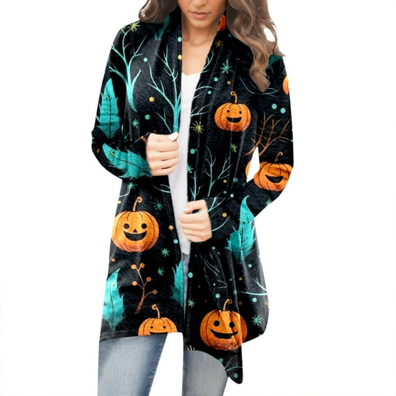 Women's Cardigan Casual Halloween Jacket Long Sleeve Comfortable Daily Fashion Loose Print Tops