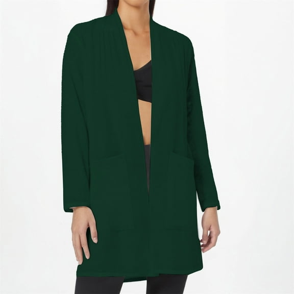 Women's Cardigan Casual Lightweight Cardigan With Pockets 3 4 Sleeve Front Open Dust Duster,Green Women's Cardigan M
