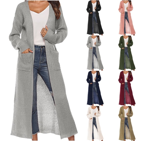 Women's Cardigan Casual Lightweight with Pocketes Long Sleeve Open Front Cardigan,Gray,S