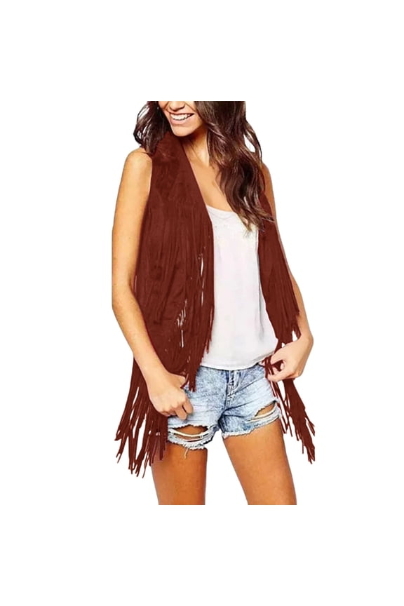 Women's Cardigan Casual Tassel Vest Sleeveless Open Front Cardigan Tank Jacket Outerwear,Red Women's Cardigan XXXL