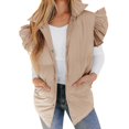 thumbnail image 1 of Women's Cardigan Clearance Women's Mid Long Puffer Vest Ruffle Sleeve Button Down Bubble Jackets Quilted Puffy Outerwear, 1 of 7