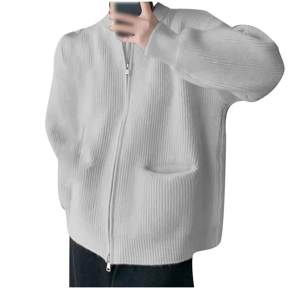 Women's Cardigan Double Zipper Solid Color Sweater Korean Loose Casual Knitwear Autumn Winter Fashion Outerwear Cozy Comfortable