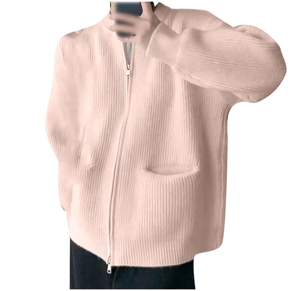 Women's Cardigan Double Zipper Solid Color Sweater Korean Loose Casual Knitwear Autumn Winter Fashion Outerwear Cozy Comfortable