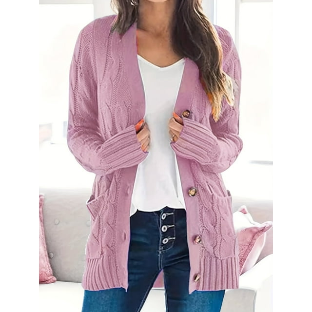 Women's Cardigan Fall Cardigan Lightweight Long Sleeve Knit Sweater Button Loose Jacket with