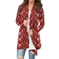 thumbnail image 1 of Women's Cardigan Fleece Brushed Coat Christmas Plaid Outwear Tunic Overcoat Mid Length Outfits Christmas Tree Clothing Santa Claus Graphic Outerwear Casual Fashion Clothing, 1 of 4