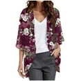 thumbnail image 1 of Women's Cardigan Floral Print Chiffon 3/4 Sleeve Open Front Lightweight Breathable Cover Up Casual Top for Summer Outfits, 1 of 4