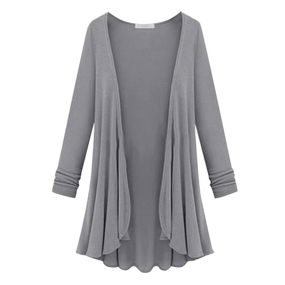 Women's Cardigan Ladies Solid V Neck Cardigan Long Sleeve Coat Pockets Outerwear,Gray Women's Cardigan L