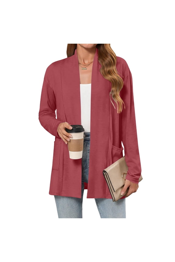 Women's Cardigan Lightweight Cardigans For Women Long Sleeve Thin Summer Cardigans Open Front Cardigan Fall Fashion Cardigan,Red Women's Cardigan L