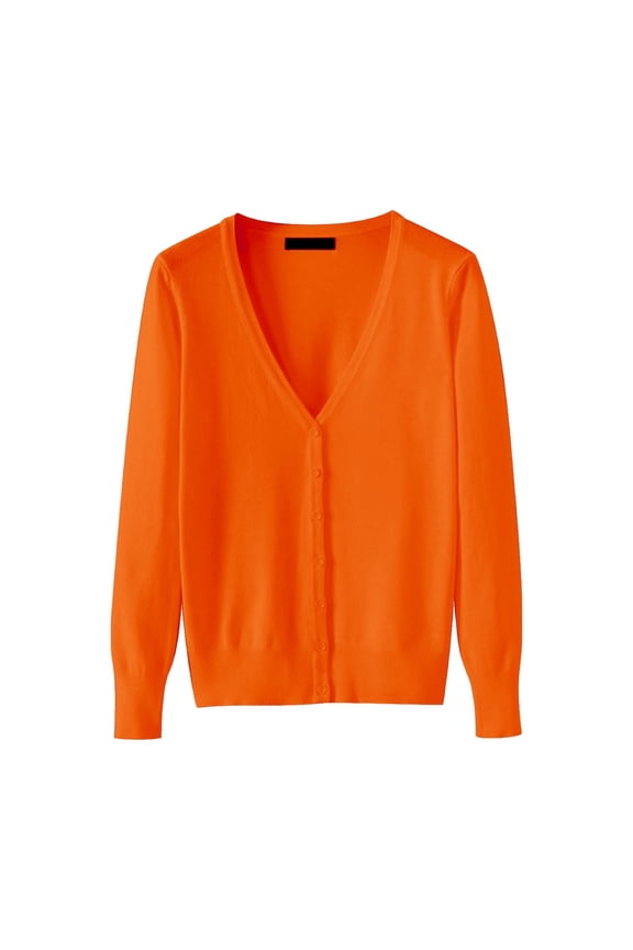 Women's Cardigan Lightweight V Neck Cardigan Sweater (Available In Plus Size),Orange Women's Cardigan XXL