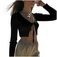 thumbnail image 1 of Women's Cardigan Long Sleeve Tie Front Cropped Slim Fit Open Front Knit Lightweight Top Jacket Blouse for Casual Outfits, 1 of 4