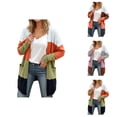 thumbnail image 1 of Women's Cardigan Long Striped Patchwork Jacket With Large Pockets For Casual And Style Cardigan Sweaters for Women, 1 of 2