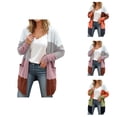 thumbnail image 1 of Women's Cardigan Long Striped Patchwork Jacket With Large Pockets For Casual And Style Cardigan Sweaters for Women, 1 of 2