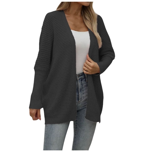Women's Cardigan Loose Fit Solid Color Sweater Autumn Winter Cozy Knitwear Casual Long Sleeve Outerwear Soft Comfortable Yarn Pullover