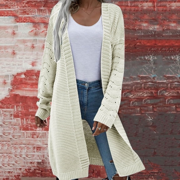 Women's Cardigan Mid Length Style Cardigan Sweater Coat Autumn And Winter Corded Cardigan Women Sweater Jacket Cardigan Warm Cardigans for Women Cardigan Tops for Women Women Cardigan Sweaters for