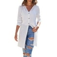 thumbnail image 1 of Women's Cardigan Open Front Snap Button Down Sheer Long Sleeve Loose Lightweight Belize Fall Tops, 1 of 6
