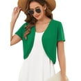 thumbnail image 1 of DEMOTIME Women's Cardigan Open Front V-Neck Lightweight Short Sleeve Bolero Shrugs Green 2XL, 1 of 6