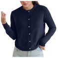 thumbnail image 1 of Women's Cardigan Pure Cardigan Twin Sets Round Neck Long Sleeve Button Down Sweater Lightweight Cardigans Women Blue One Size, 1 of 4