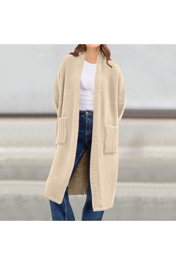 Women's Cardigan Solid Color Knit Sweater Women's Loose Mid Length Coat Long Sweater Cardigan for Women 5x Women Jacket Long Sleeve Dusters for Women Leopard Trim Anorak Jacket Knitted Hooded Sweater
