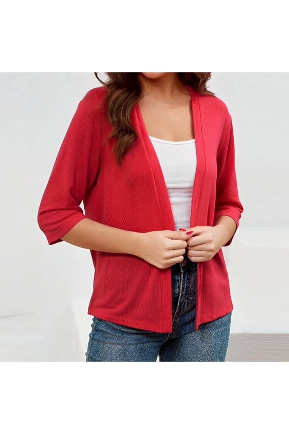Women's Cardigan Solid Color Knitted Jacket Solid Color Cotton Pocket Cardigan Outer Sweater Cardigan,Red Women's Cardigan XL