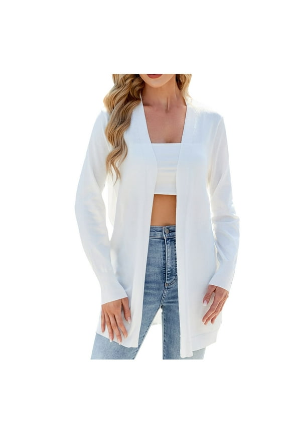 Women's Cardigan Spring Casual Long Sleeve Lightweight Knit, Open Front Sweater Coat for Daily Wear, Acrylic Soft Cover Up, Home Office Layering Piece