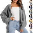 thumbnail image 1 of Women's Cardigan Sweater Button-Down Long Sleeve Oversized Knit Cardigans for Fall Winter Open Front Style,Army Green,L, 1 of 6