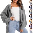 thumbnail image 1 of Women's Cardigan Sweater Button-Down Long Sleeve Oversized Knit Cardigans for Fall Winter Open Front Style,Dark Purple,M, 1 of 6