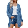 thumbnail image 1 of Women's Cardigan Sweater Button Up Long Sleeve Oversized Knit Cardigan Open Front Loose Outerwear, 1 of 5