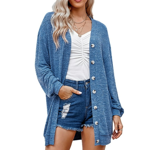 Women's Cardigan Sweater Button Up Long Sleeve Oversized Knit Cardigan Open Front Loose Outerwear