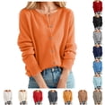 thumbnail image 1 of Women's Cardigan Sweater Classic Crew Neck Button Collar Knit Front Open Lightweight Long Sleeve Casual, 1 of 4