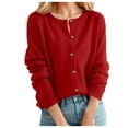 thumbnail image 1 of Women's Cardigan Sweater Classic Crew Neck Button Collar Knit Front Open for Stylish and Cozy Layering Ideal for Casual or Fashionable Occasions, 1 of 4