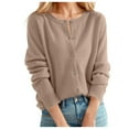 thumbnail image 1 of Women's Cardigan Sweater Classic Open Back Sweater Crew Neck Button Collar Light Cardigan for Women Knit Front Open, 1 of 4