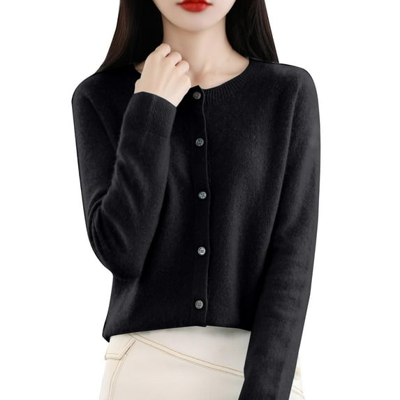Women's Cardigan Sweater Classic Womens Plus Size Sweater Crew Neck Button Collar Ladies Kimonos for Women Knit Front Open