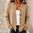Women's Cardigan Sweater Combines a Button Front and Crewneck with Long ...