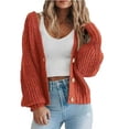 thumbnail image 1 of Women's Cardigan Sweater Long Sleeve Button Front, Loose Fit Casual Open Design, Soft Polyester Fabric for Daily Outwear and Layering Comfort, 1 of 5