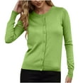thumbnail image 1 of Women's Cardigan Sweater Long Sleeve Crewneck Button Down Solid Cable Knit Coat Green M, 1 of 6