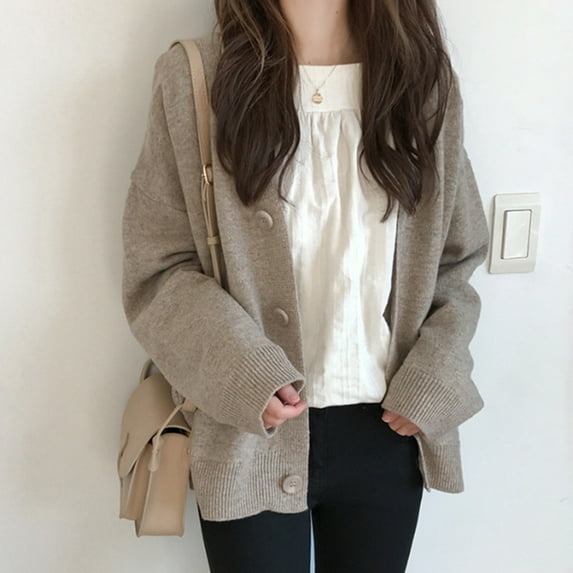 Women's Cardigan Sweaters 2023 Fall Oversized Open Front Button V Neck Lightweight Cardigans Knit Outerwear Crotchet Cardigans for Women Clothes Leopard for Women Oversized Cardigans for Women Womens