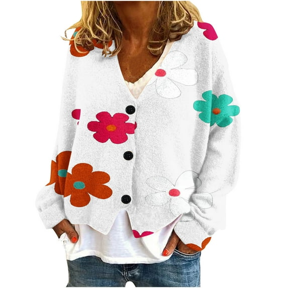 Women's Cardigan Sweaters Fall Oversized Long Sleeve Open Front Cardigans Coat White XXXL