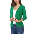 thumbnail image 1 of Women's Cardigan Sweaters Fall Cropped Open Front Button V Neck Lightweight Cardigans Knit, 1 of 4