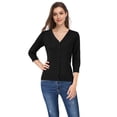 thumbnail image 1 of Women's Cardigan Sweaters Fall Cropped Open Front Button V Neck Lightweight Cardigans Knit, 1 of 4