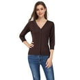thumbnail image 1 of Women's Cardigan Sweaters Fall Cropped Open Front Button V Neck Lightweight Cardigans Knit, 1 of 5