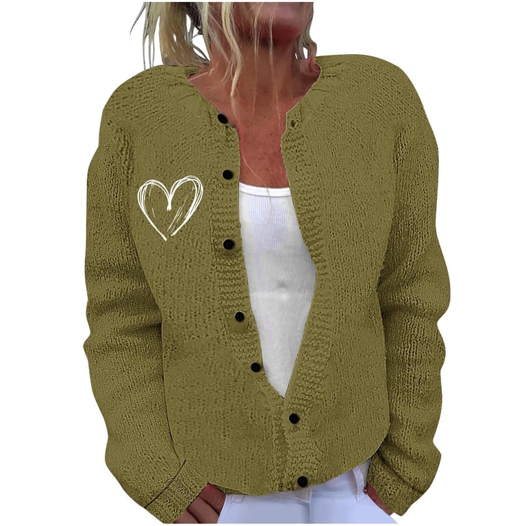 Women's Cardigan Sweaters Plus Size Heart Graphic Knitted Coats
