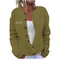 thumbnail image 1 of Women's Cardigan Sweaters Plus Size Heart Graphic Knitted Coats with Pockets Casual Loose Long Sleeve Sweaters Outerwear (Army Green S), 1 of 5