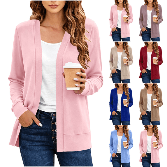 Women's Cardigan Sweaters Solid Color Basic Knit Sweater Cardigans Open Front Duster Lightweight Casual Outfits Fall 2026 Fashion